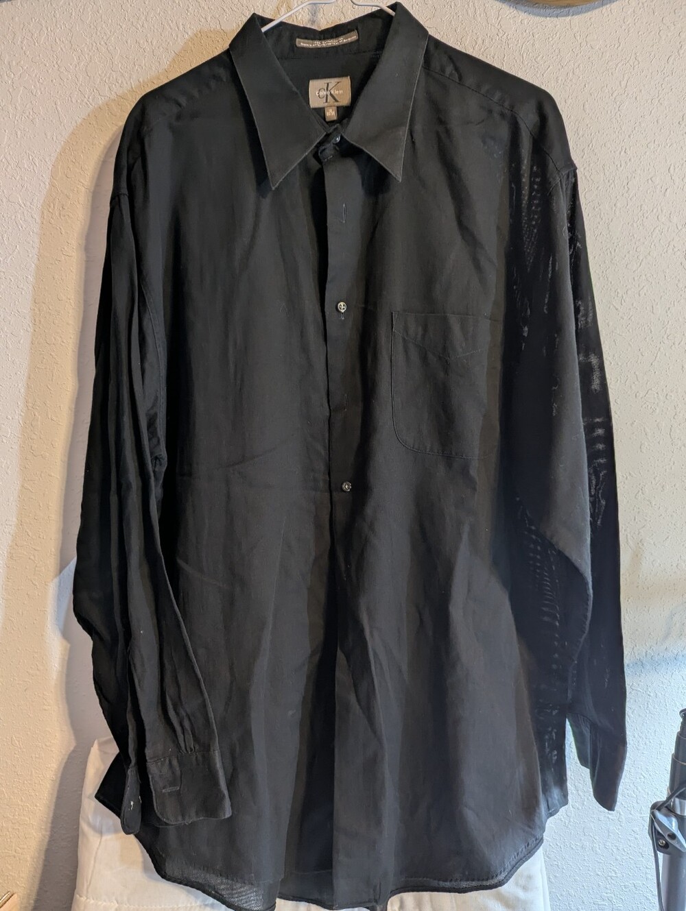 Men's Calvin Klein Black Long Sleeve Button Up Dress Shirt Size 18(34-35)